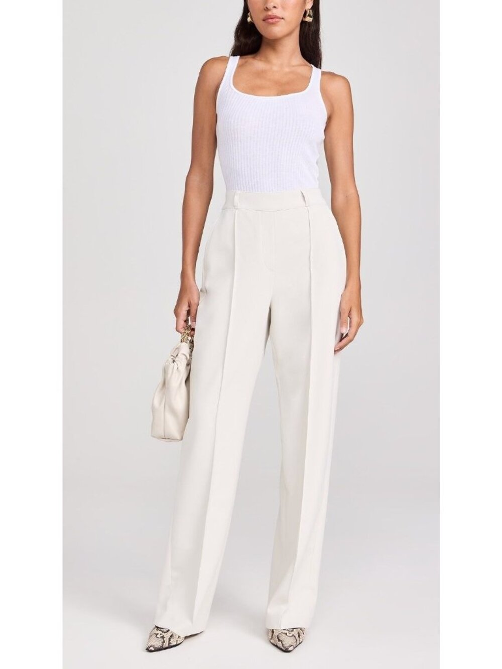 SPANX Cream High-Waist Wide-Leg Trousers